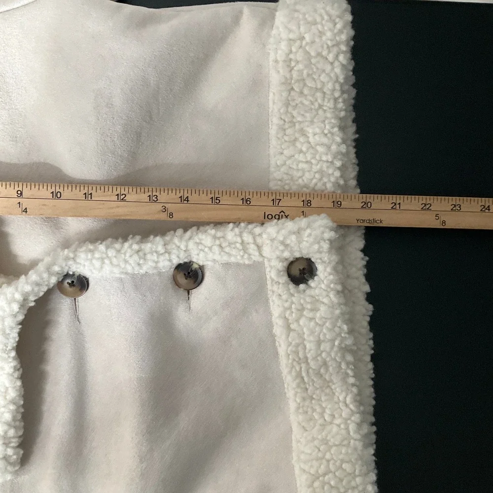 Wild Fable Womens Beige‎ Faux Suede Shearling Cropped Jacket XS Festival